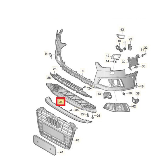 Spoiler bara fata Audi A4/S4 (B9), 05.2019-, parte montare Fata, RapidAuto 13D325
