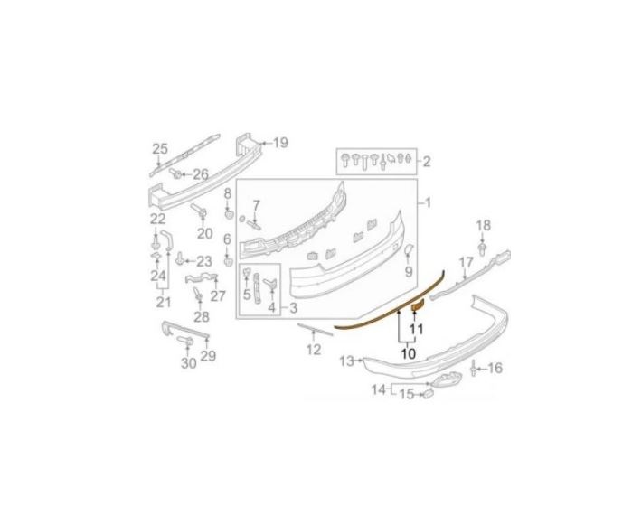 Bandou bara protectie spate AUDI A8 (D4/4F), 2014-, Centrala, cromat