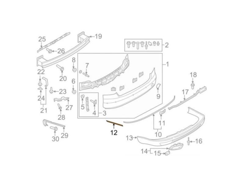 Bandou bara protectie spate AUDI A8 (D4/4F), 2014-, partea dreapta, cromat