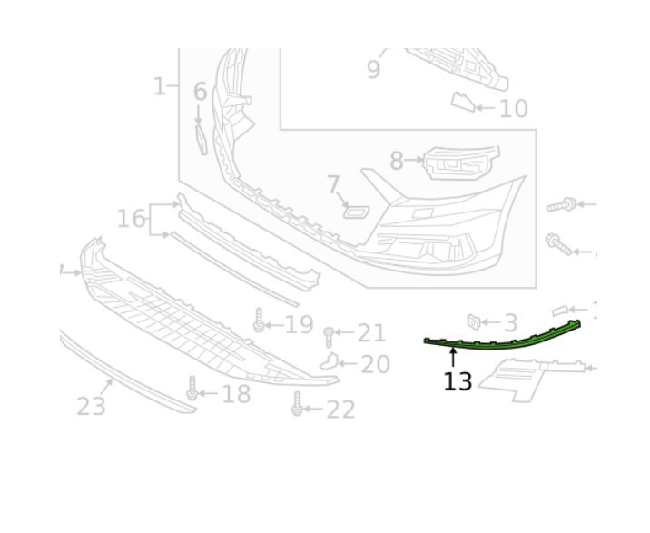 Bandou bara protectie fata AUDI A8 (D4/4F), 2014-, partea dreapta, cromat