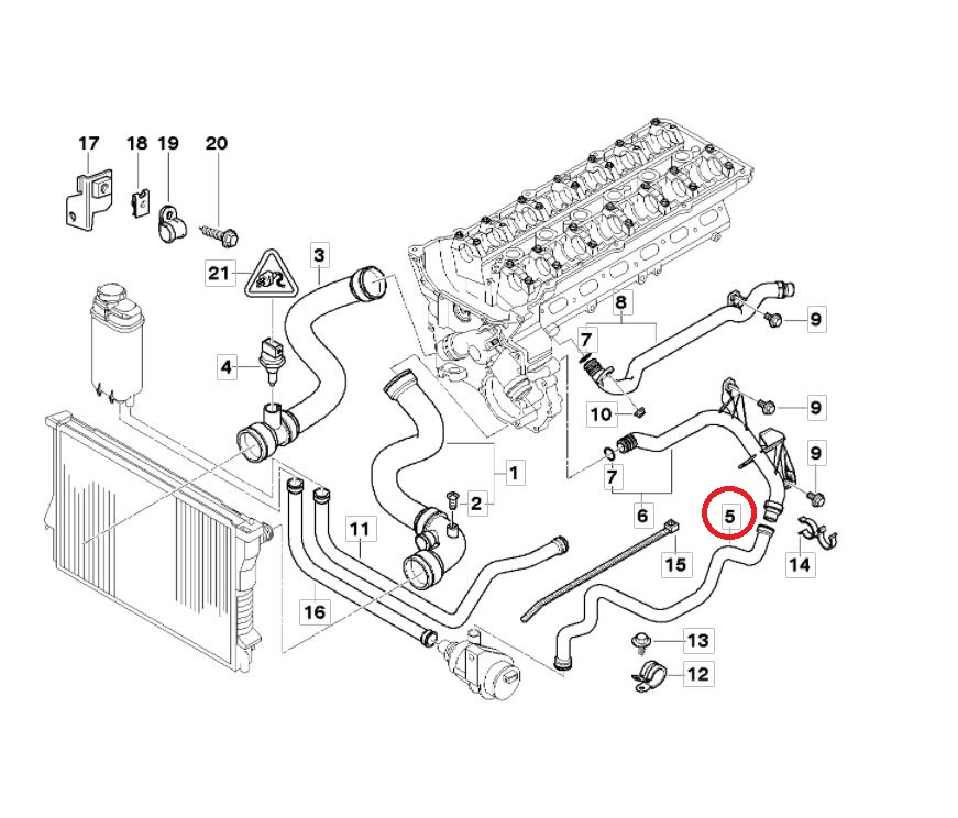 Furtun radiator racire motor Bmw Seria 5 E39 1995-2003, Seria 7 E38 1994-2001, material Cauciuc, RapidAuto 2022PW-2