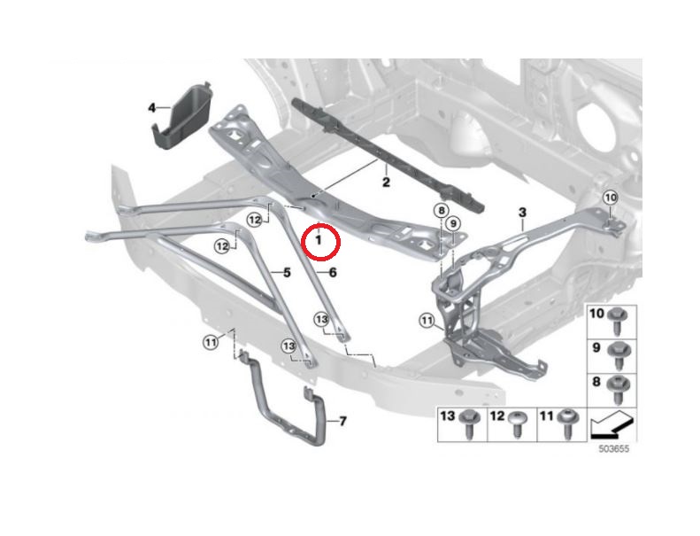 Trager panou central Bmw Seria 1 (F40), 06.2019-; Bmw 2 Gran Coupe (F44), 04.2020-, parte montare Fata, RapidAuto 20C504-1