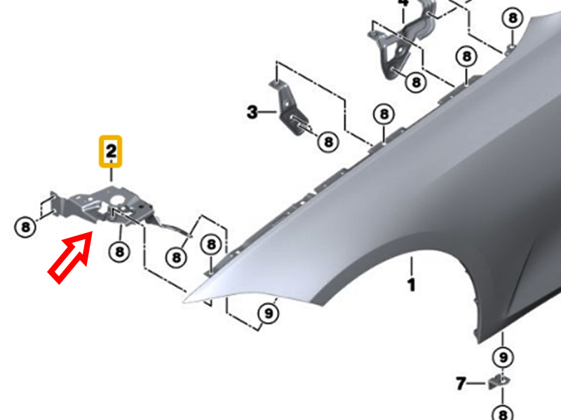 Suport aripa fata Bmw Seria 3 (G20/G21), 03.2019-, parte montare Fata, Stanga, RapidAuto 20D201-3