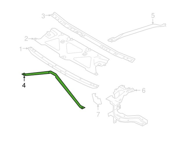 Brida de legatura panou fata BMW Seria 5 (G30/G31), 05.2017-, fata, forma V; aluminiu