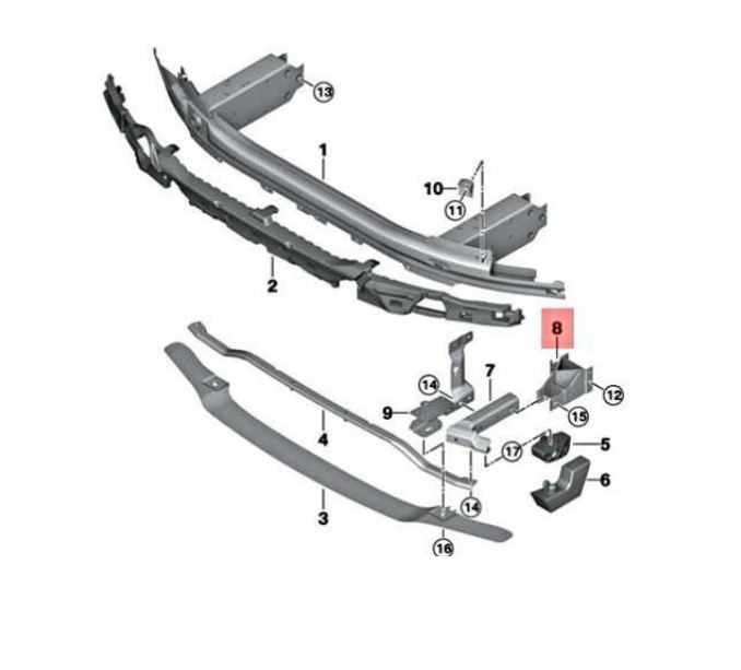 Intaritura bara, armatura BMW Seria 7 (G11/G12), 07.2015-, fata, partea stanga, aluminiu