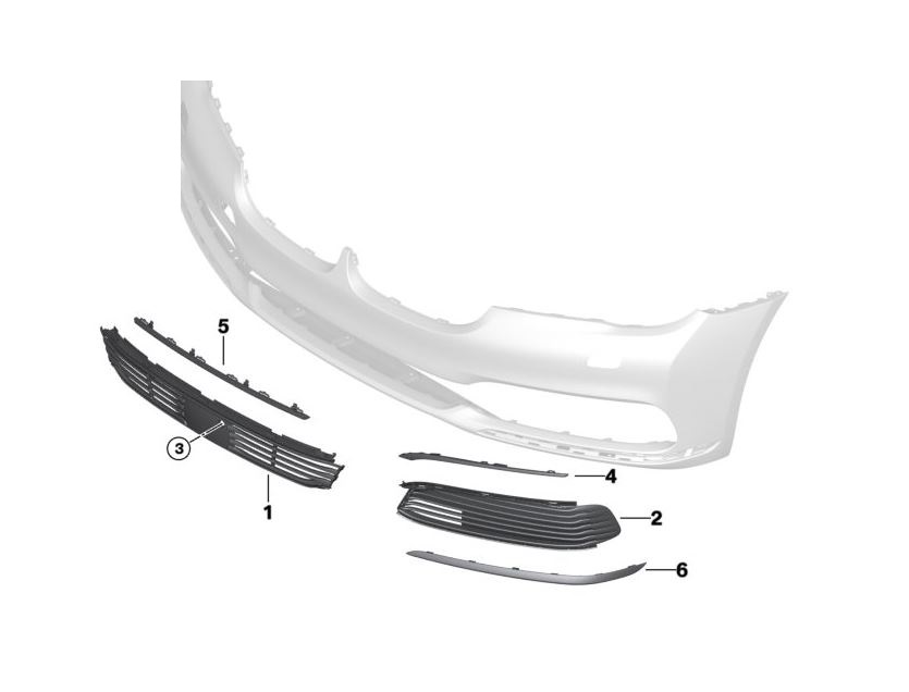 Ornament grila bara protectie fata BMW Seria 7 (G11/G12), 07.2015-, fata, partea stanga,