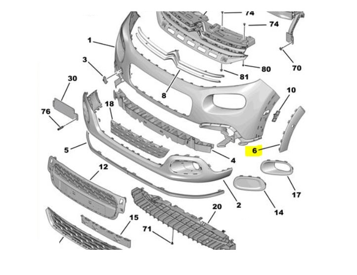 Bandou bara fata CITROEN C3, 2017-/2020-, partea stanga+dreapta, negru, Texturat; lateral