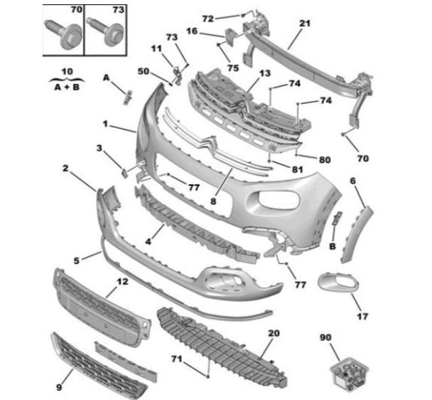 Suport bara fata CITROEN C3, 11.2016-, partea stanga+dreapta,