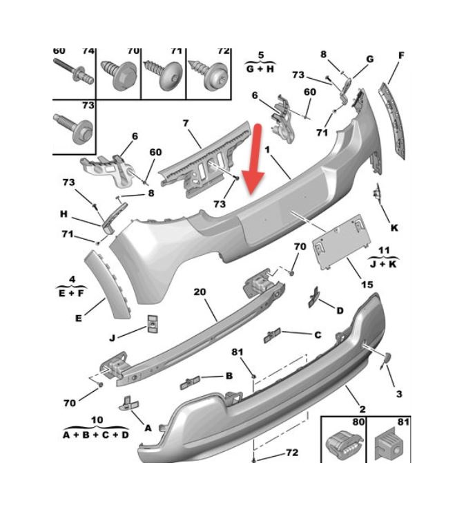 Bara spate CITROEN C3, 11.2016-, grunduit