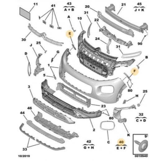 Suport bara fata CITROEN C3 AIRCROSS, 10.2017-, partea stanga+dreapta, complet