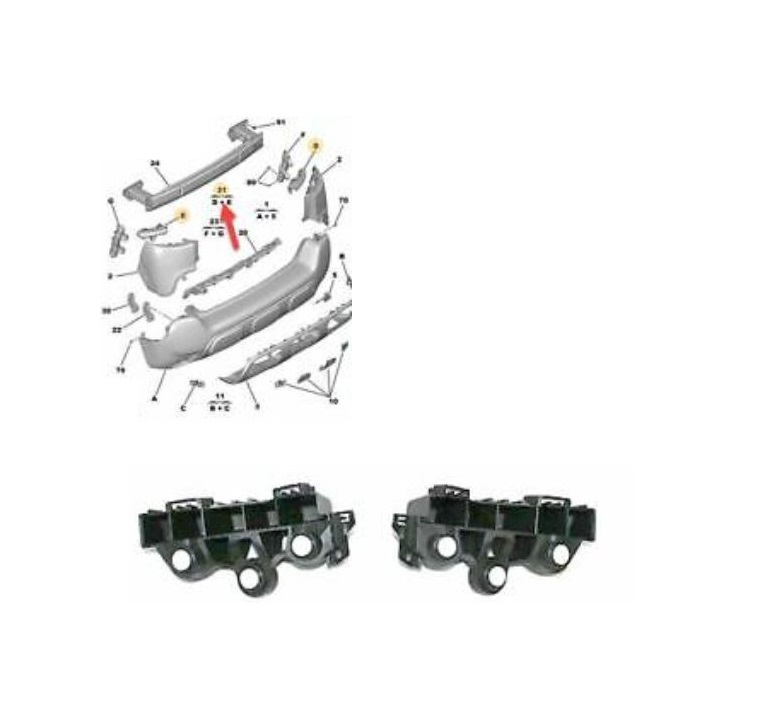 Suport bara spate CITROEN C3 AIRCROSS, 10.2017-, partea stanga+dreapta, complet