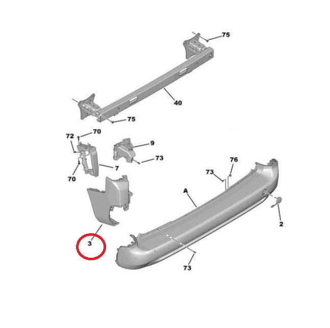 Parte laterala, Flasc bara CITROEN BERLINGO, 06.2018-; OPEL COMBO/LIFE, 09.2018-; PEUGEOT PARTNER/RIFTER, 06.2018-, cu hayon, spate, partea stanga, negru, textura