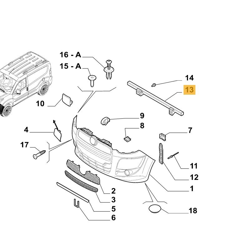 Intaritura bara, armatura FIAT DOBLO (152/263), 01.2010-12.2014 motorizare 1, 3, fata, inferior