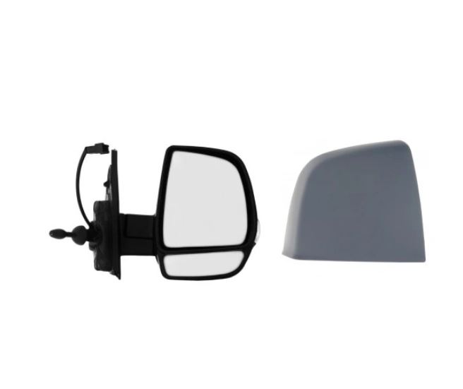 Oglinda usa exterioara FIAT DOBLO (263), 01.2015-, View Max, partea dreapta, regl. manuala; carcasa grunduita; sticla convexa; Senzor de temperatura; 8 gauri / 4 pini; cu semnalizare