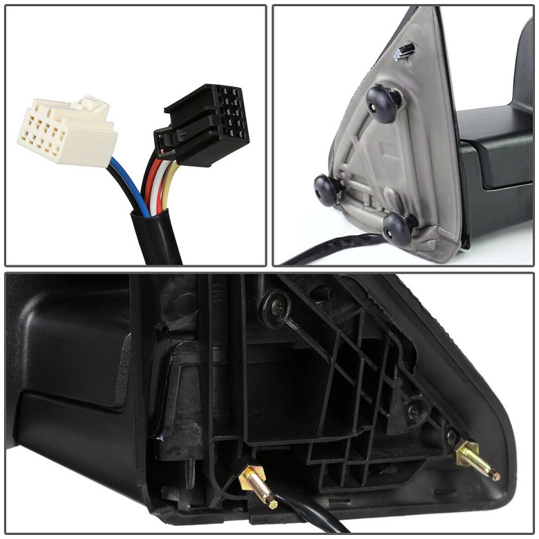 Oglinda usa exterioara DODGE RAM (DS/DJ), 2010-2012, SRL, partea dreapta, reglare electrica; carcasa neagra; incalzit; geam cromat; 10 gauri / 2 pini+ 10 gauri / 7 pini; lungime, cu semnalizare; cu foot lamp