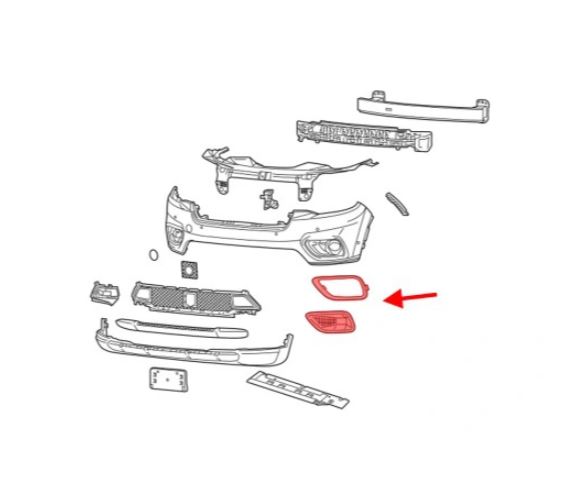 Grila bara fata JEEP CHEROKEE, 09.2018-, fata, partea dreapta, cu gaura pentru lampa de ceata; lateral