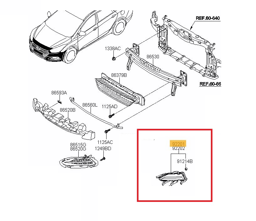 Proiector ceata HYUNDAI I40 (VF), 01.2015-, OE, fata, partea dreapta,