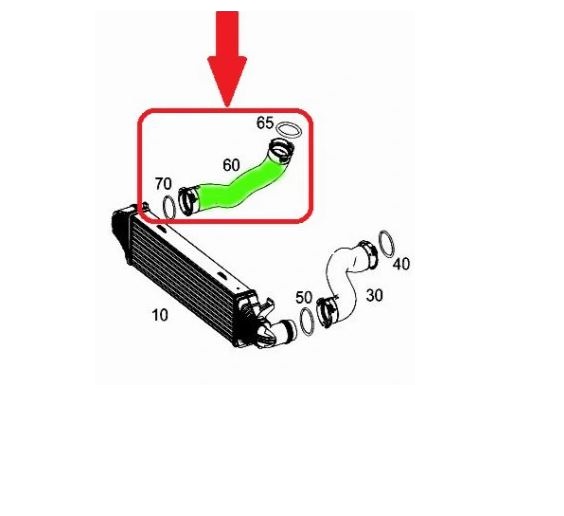 Furtun radiator intercooler Mercedes Clasa C (W204) 2007-2014, Clasa E (W212) 2009-2016, material Cauciuc, RapidAuto 5018PT-2