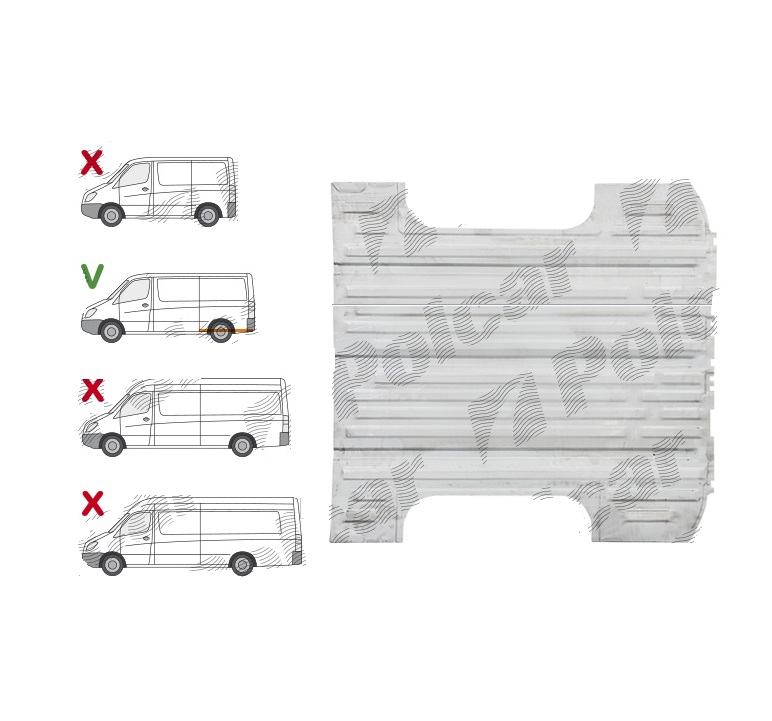 Podea MERCEDES SPRINTER, 2006-06.2018, VW CRAFTER (2E), 12.2005-04.2017, model spatiu incarcare L=3265mm, Standard 3265mm, otel galvanizat; suprafata incarcare