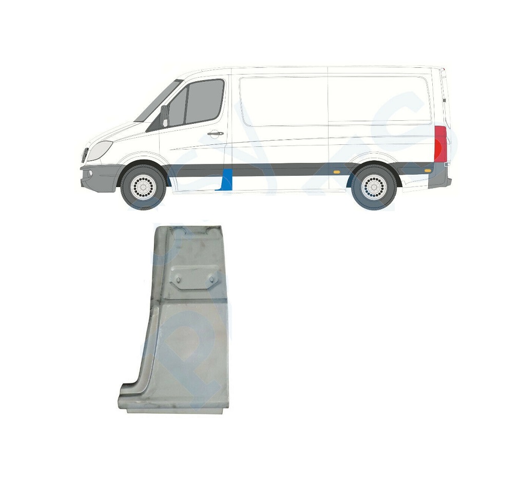 Segment reparatie stalp MERCEDES SPRINTER, 07.2006-2018; CRAFTER (2E), 12.2005-04.2017, partea stanga, otel galvanizat