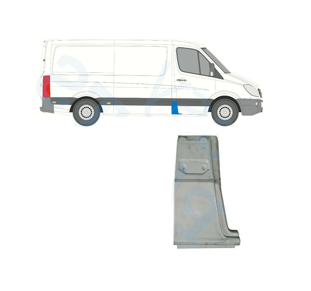 Segment reparatie stalp MERCEDES SPRINTER, 07.2006-2018; CRAFTER (2E), 12.2005-04.2017, partea dreapta, otel galvanizat