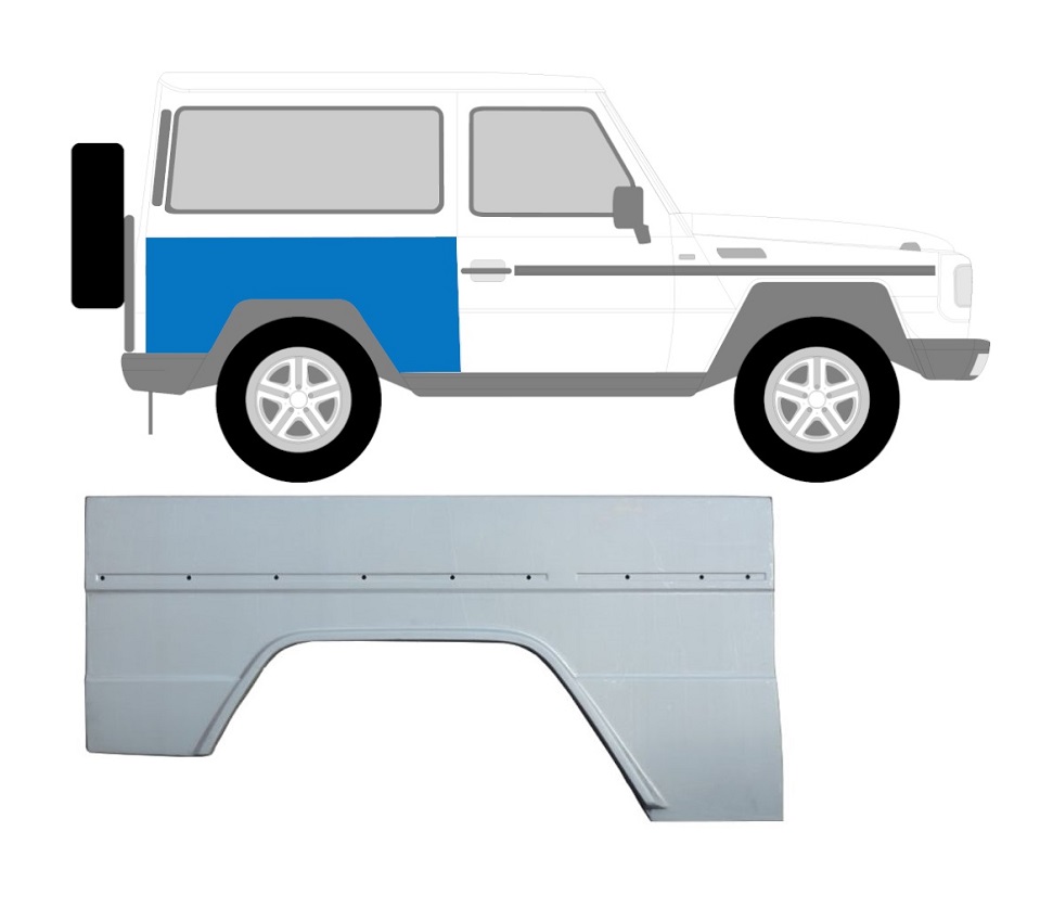 Aripa spate MERCEDES Clasa G (W460) 05.1979-08.1989; Clasa G (W461) 09.1989-2002, model cu 3 usi, partea dreapta, otel galvanizat