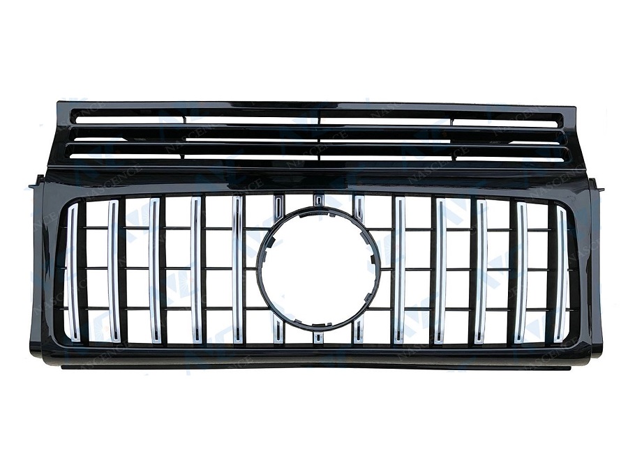 Grila radiator MERCEDES Clasa G (W461/W463) 2009-09.2018, fata, cromat/negru;