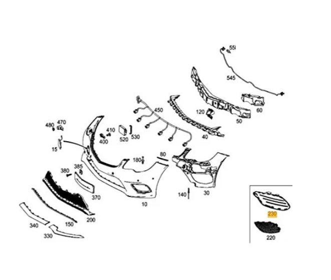 Grila bara fata MERCEDES Clasa E COUPE/CABRIO (C207), 05.2009-01.2013; Clasa E COUPE/CABRIO (C207), 01.2013-, fata, partea stanga, inchis