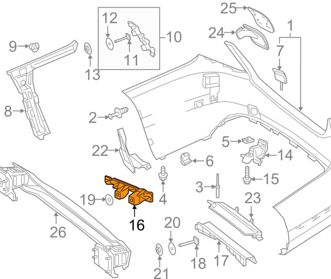 Absorber, armatura bara spate MERCEDES Clasa C (W205), 01.2014- model Sedan, partea dreapta