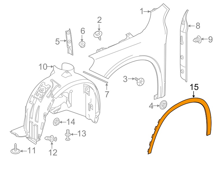 Bandou aripa fata MERCEDES Clasa GLA (X156), 12.2013-, partea stanga,