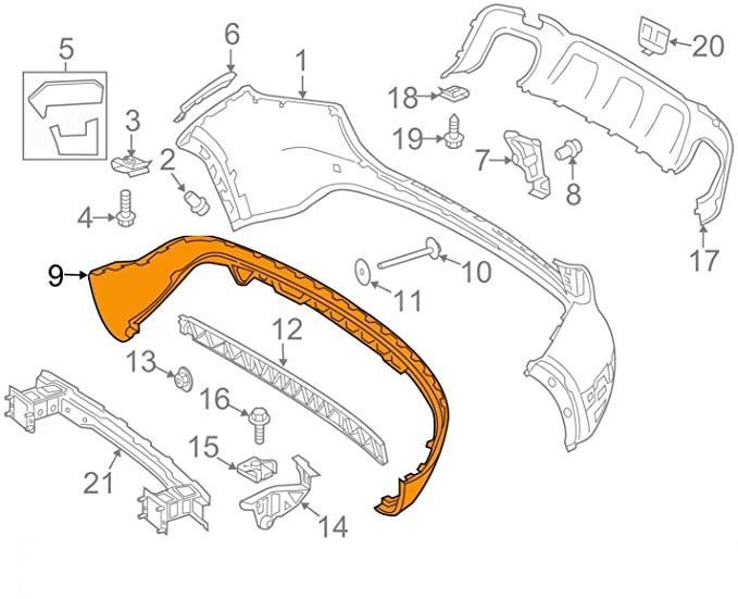 Bandou bara spate MERCEDES Clasa GLA (X156), 2017-2019, negru