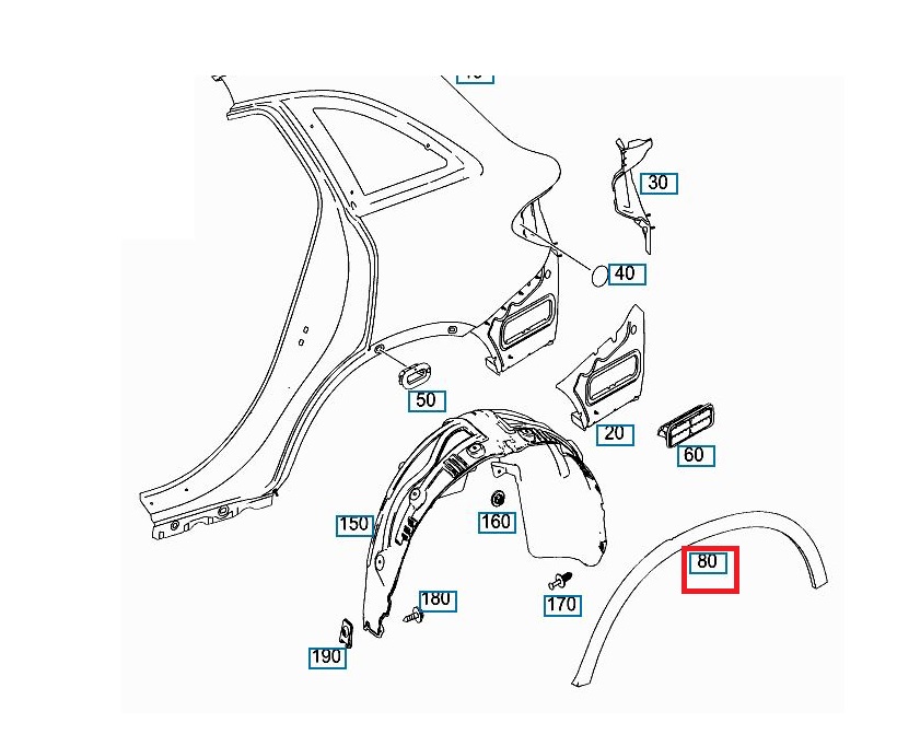 Bandou aripa spate MERCEDES Clasa GLC (X253), 11.2015-, partea stanga,