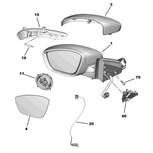 Geam oglinda OPEL CORSA-e, CORSA F, 06.2019-, View Max, partea stanga, incalzit; sticla convexa; geam cromat