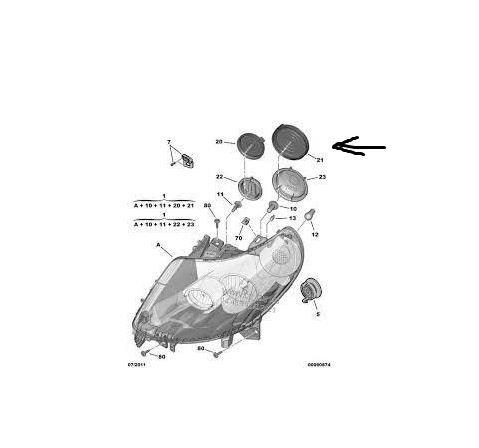 Capac protectie far CITROEN JUMPER (250), 09.2006-08.2014; JUMPER, 06.2014-; Peugeot BOXER (250), 09.2006-08.2014; BOXER, 06.2014-, OEM/OES, fata, partea stanga=dreapta, rotund; Inaltime: 14 mm; Diametru: 108 mm;