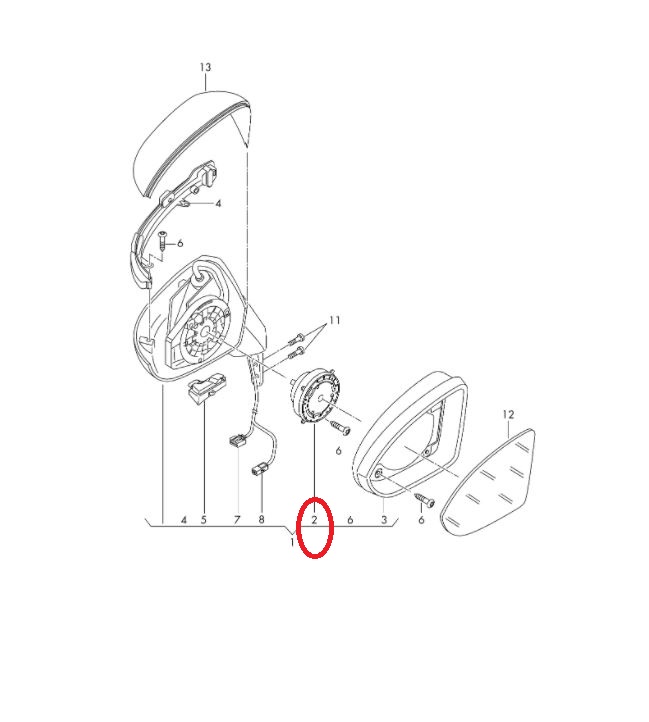 Actuator oglinda exterioara SKODA FABIA, 2014- CITIGO, RAPID, Seat ALHAMBRA, 2010-; TOLEDO, 2012- VW GOLF, e-Golf; SHARAN; TIGUAN, POLO, TOUAREG, TOURAN, T-ROC, UP!, stanga=dreapta, fara functie memorie