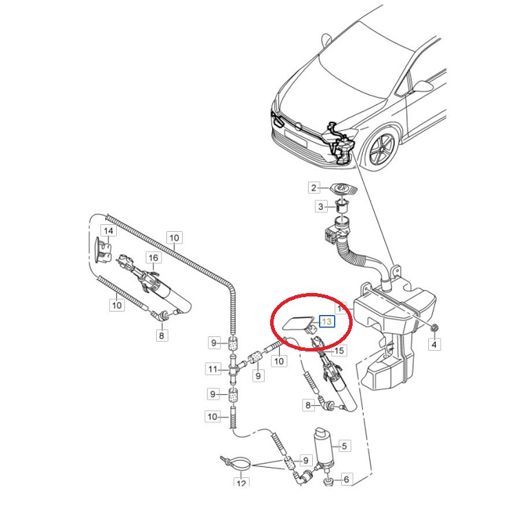 Capac spalator faruri VW GOLF SPORTSVAN, 02.2014-, partea stanga,
