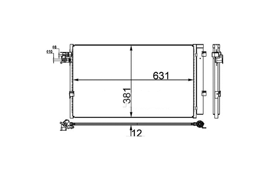 Condensator climatizare Bmw Seria 5 G30 2017-, Seria 6 Gt (G32) 2017-, Seria 7 G11 2015-, 8 (G15) 2018-, 660(627)x376x12mm, material Rezervor aluminiu, fagure aluminiu brazat, MAHLE AC38000P