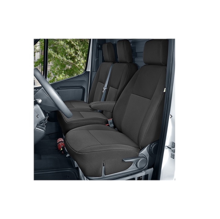 Set huse scaune auto Kegel Tailor Made pentru Mercedes Sprinter W907 dupa 2018, ptr scaun sofer + pasager 2 locuri, sezut rabatabil bancheta pasager