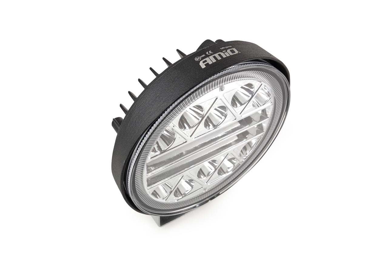 Proiector auto LED AMIO 12-24V, cu 26 LED 3030, rotund 110mm, 1 buc.