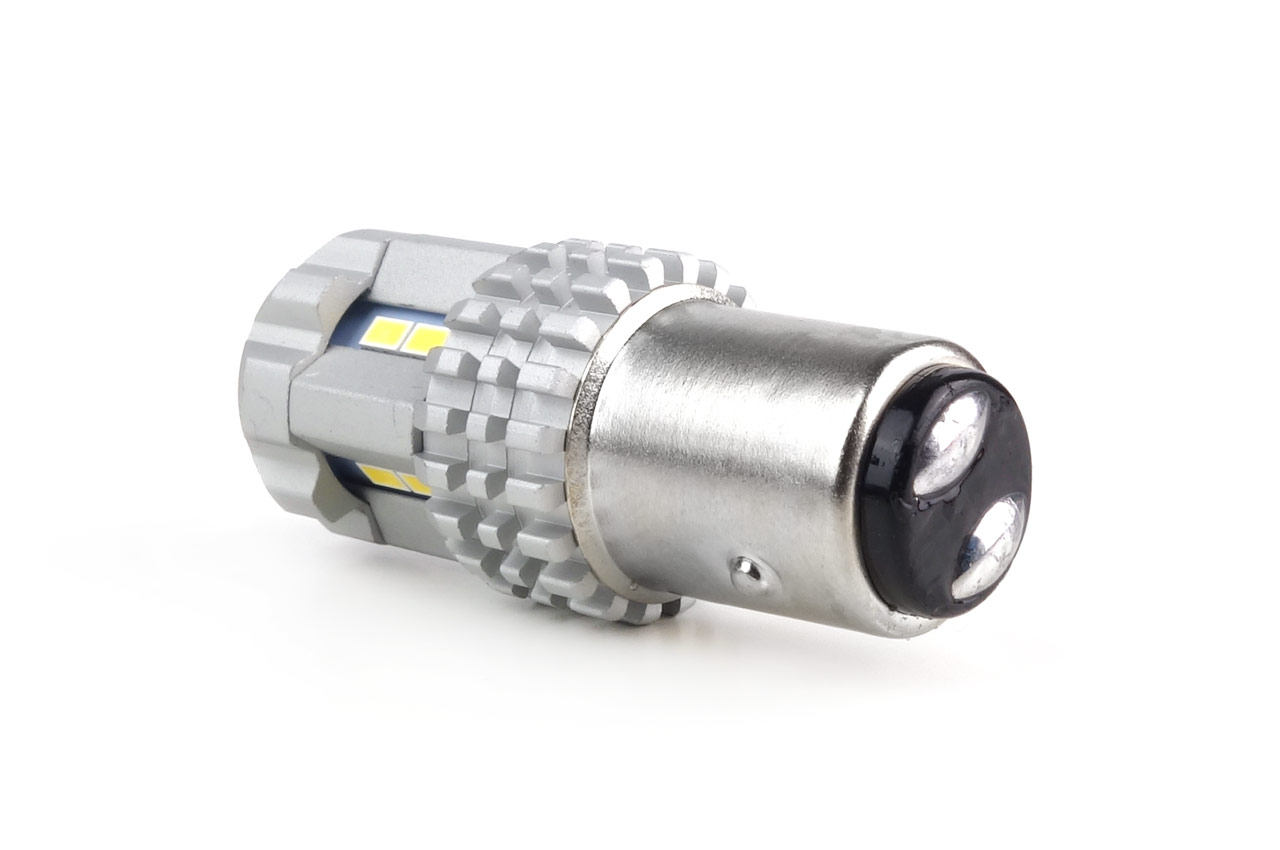 Bec stop frana ciresa auto tip LED UltraBright Canbus R5W, 12V-24V; BA15d P21/5, 12 LED SMD 3020, 2 buc.