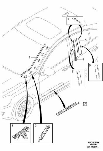 Clema bandouri VOLVO S60/V60 (Y20), 04.2013-, 5 buc/set, ornamente plafon