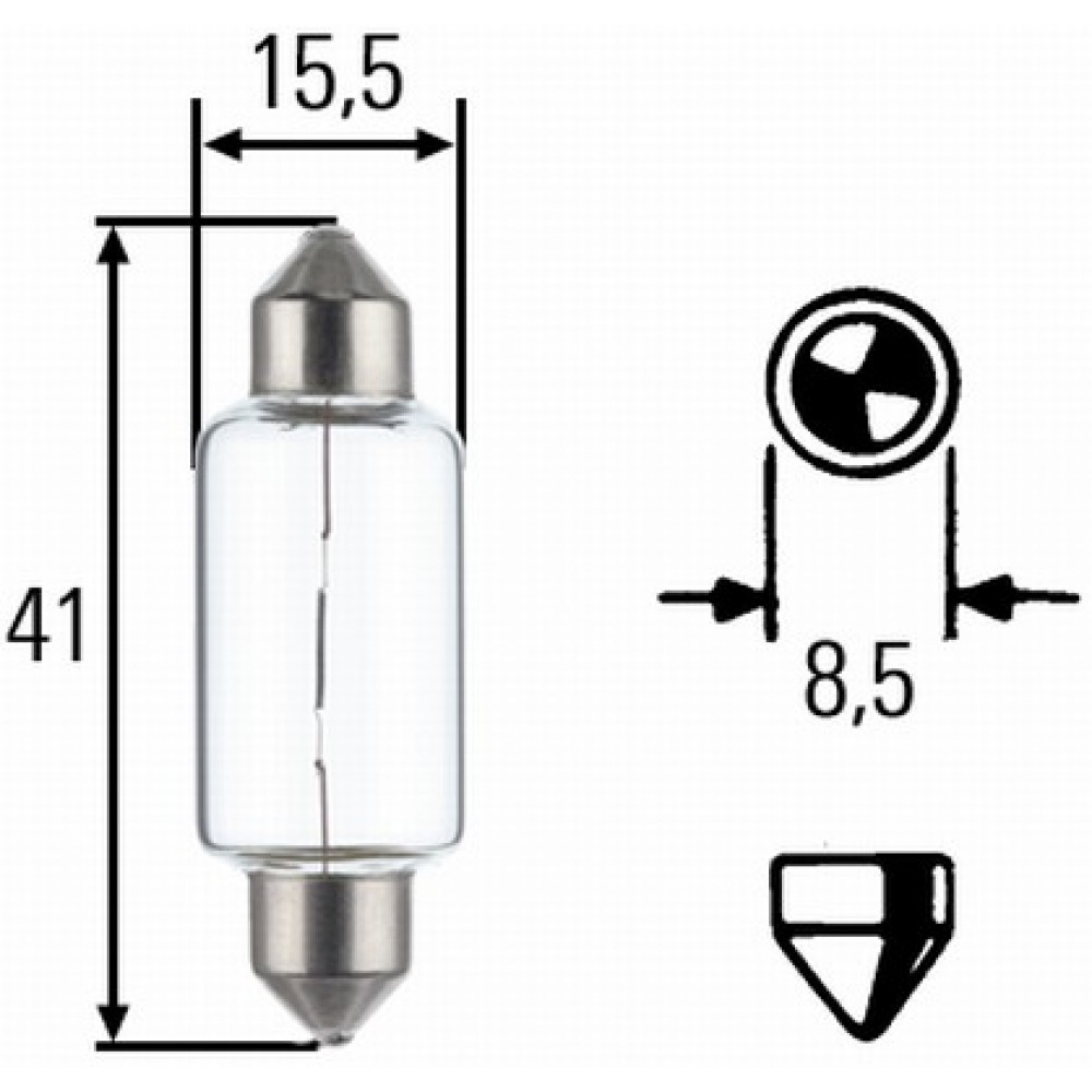 Bec SOFIT C21W HELLA 99ZP129H, 12V; 21W; SV8.5-8; Lungime: 41 mm; ECE, 1 buc.