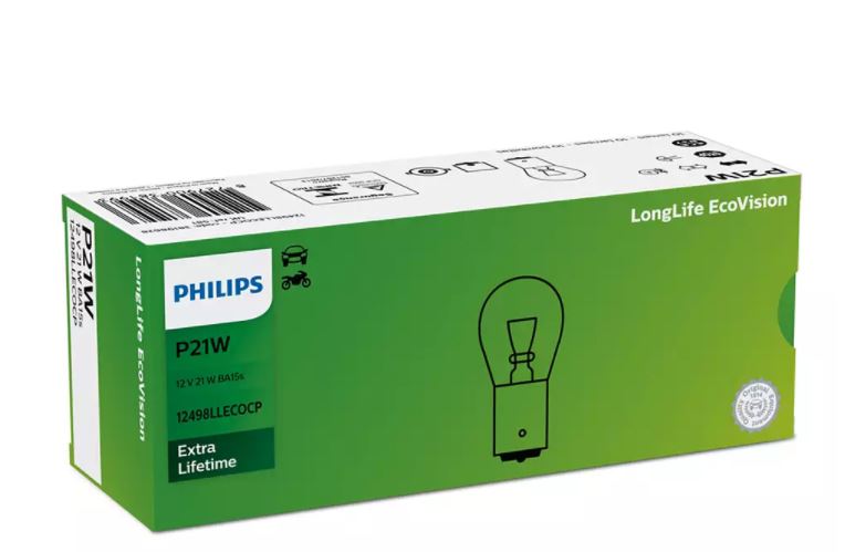 Bec P21W PHILIPS 99ZP176P, 12V; 21W; longlife ecovison; BA15s; ECE, 10 buc.