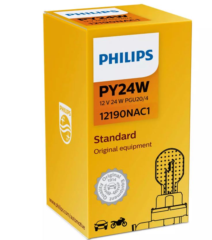 Bec PY24W PHILIPS 99ZS073P, 12V; 24W; standard; galben; PGU20/4; ECE, 1 buc.