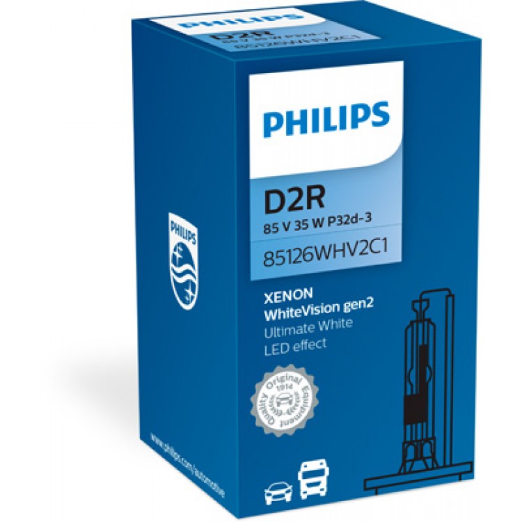 Bec D2R PHILIPS 99ZS188P, 12/24V; 35W; WhiteVision ultra; albastru; P32d-3; ECE, 1 buc.