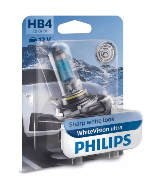 Bec HB4 (9006) PHILIPS 99ZS197P, 12V; 51W; WhiteVision ultra; albastru; P22d; ECE, 1 buc.