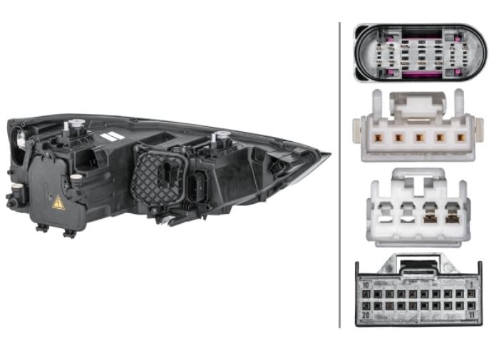 Far AUDI A1 (8X), 12.2014-12.2018, partea Stanga, ZKW, tip bec D3S+LED+PWY24W; electric; janta cromata; fara bec descarcare; fara ballast; cu motor; xenon