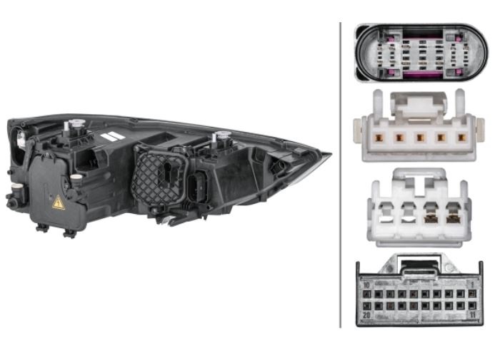 Far AUDI A1 (8X), 12.2014-12.2018, partea Dreapta, ZKW, tip bec D3S+LED+PWY24W; electric; janta cromata; fara bec descarcare; fara ballast; cu motor; xenon