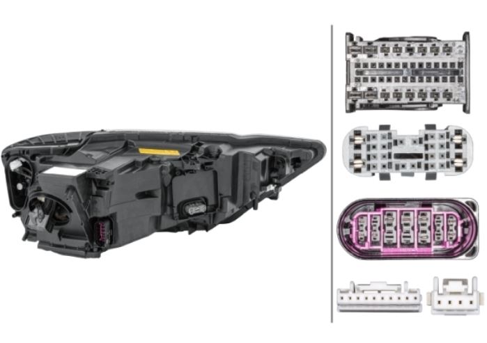 Far AUDI A8 (D5), 07.2017-, partea Stanga, HELLA, cu functie mascare faruri faza lunga; Tip=MATRIX; Laser+LED; electric; fara unitate control LED; fara ventilator racire; cu motor; LED; cu lumina viraje