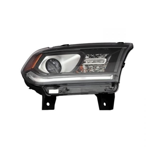 Far DODGE DURANGO, 2014-2015, partea Dreapta, Taiwan, cu &quot;lumina timp de zi&quot; tip LED; Tip=USA; HiR2+PY27/7W; manual; negru; halogen